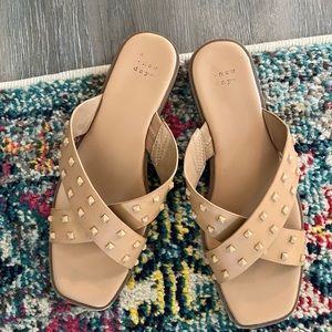 Nude slide sandals